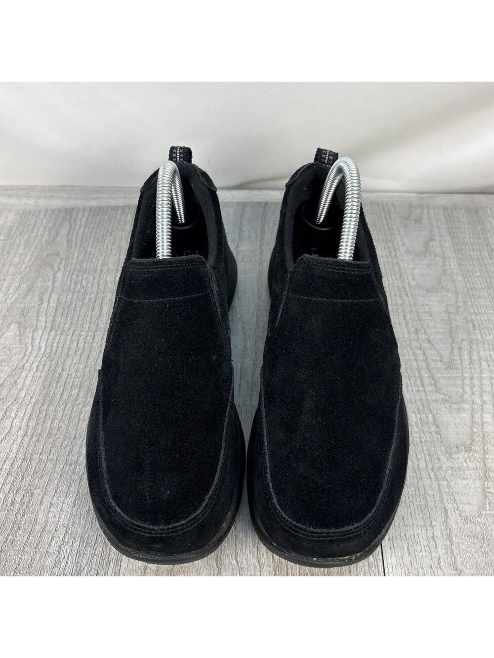 LL Bean Women's Suede Slip-On Moc Shoes Black Size 8